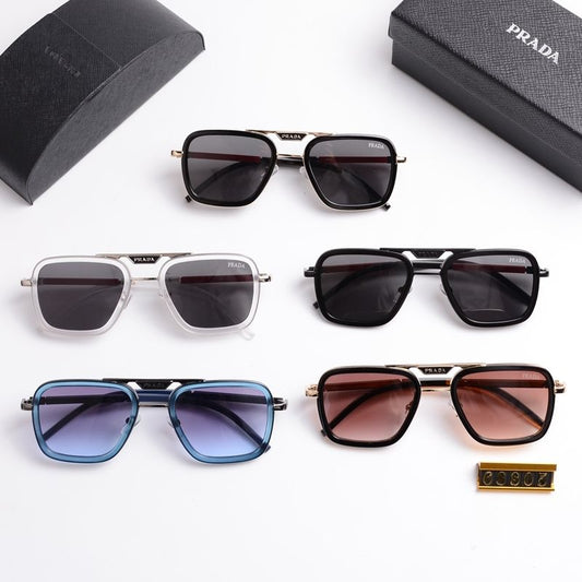 Unisex Double Bridge Metal Square Sunglasses 68805