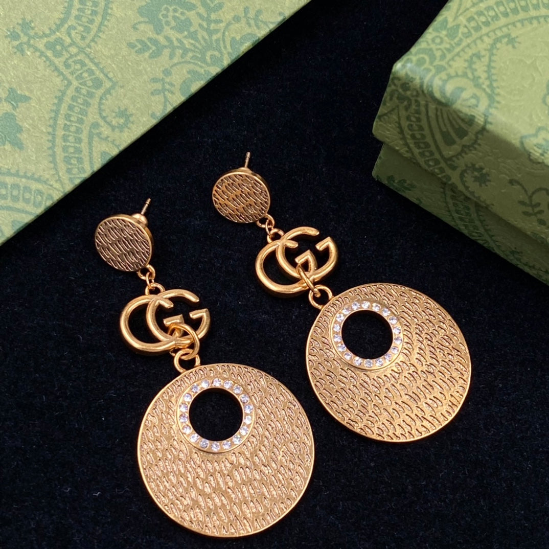 Vintage Letter Circle Earrings