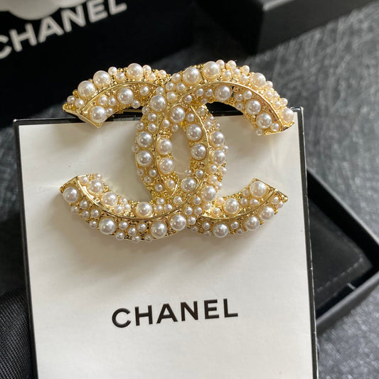 Elegant Pearl Logo Brooch