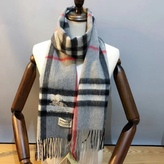 Classic Check Fringed Cashmere Scarf