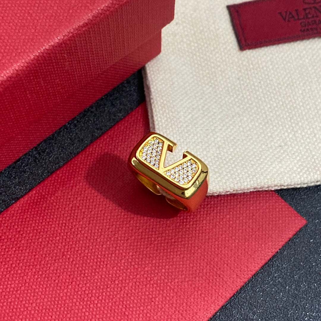 Fashion Gold Diamond Open Ring