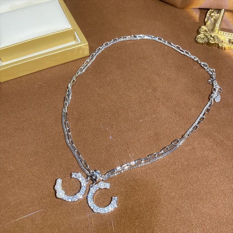 Diamond Letter Double Necklace