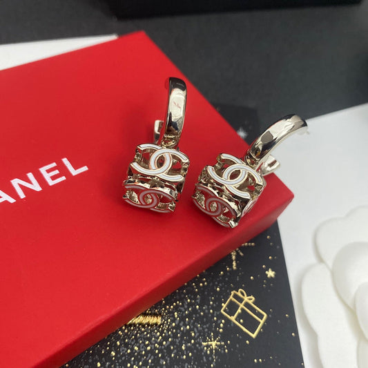 Logo Square Pendant Earrings