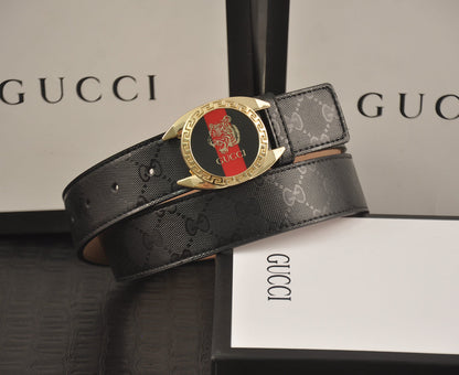 2 Colors luxury printed letter leather belt