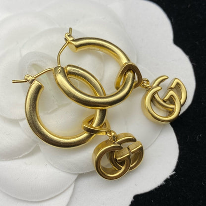 Double G Drop Hoop Earrings