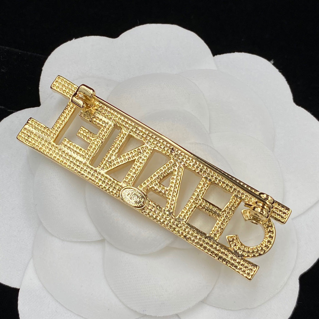 Sparkling Diamond Letter Brooch