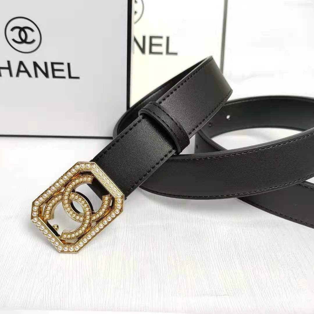 2 Colors Fashion pearl square buckle leather belt