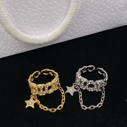 Personalised Star Chain Open Ring