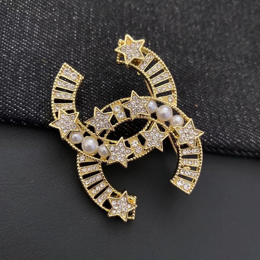 Star Pearl Diamond Brooch