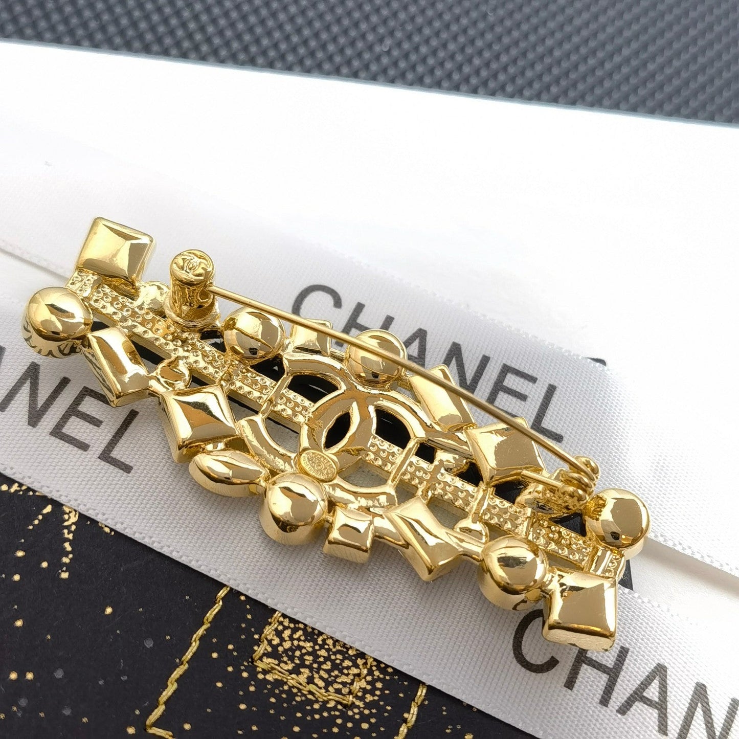 Rhinestone Golden Brooch