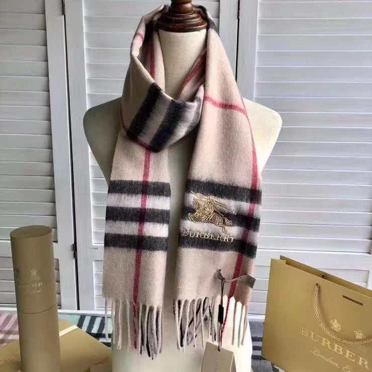 Classic Check Fringed Cashmere Scarf