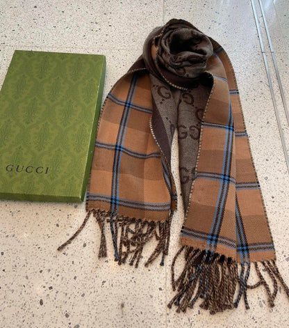 Fashionable plaid tassel cashmere scarf