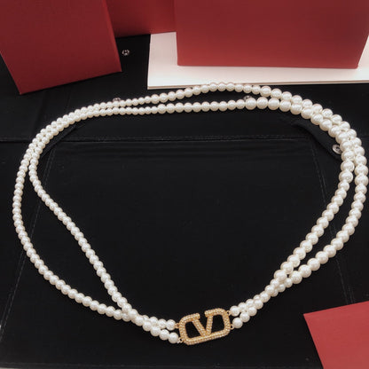 Luxurious double pearl necklace